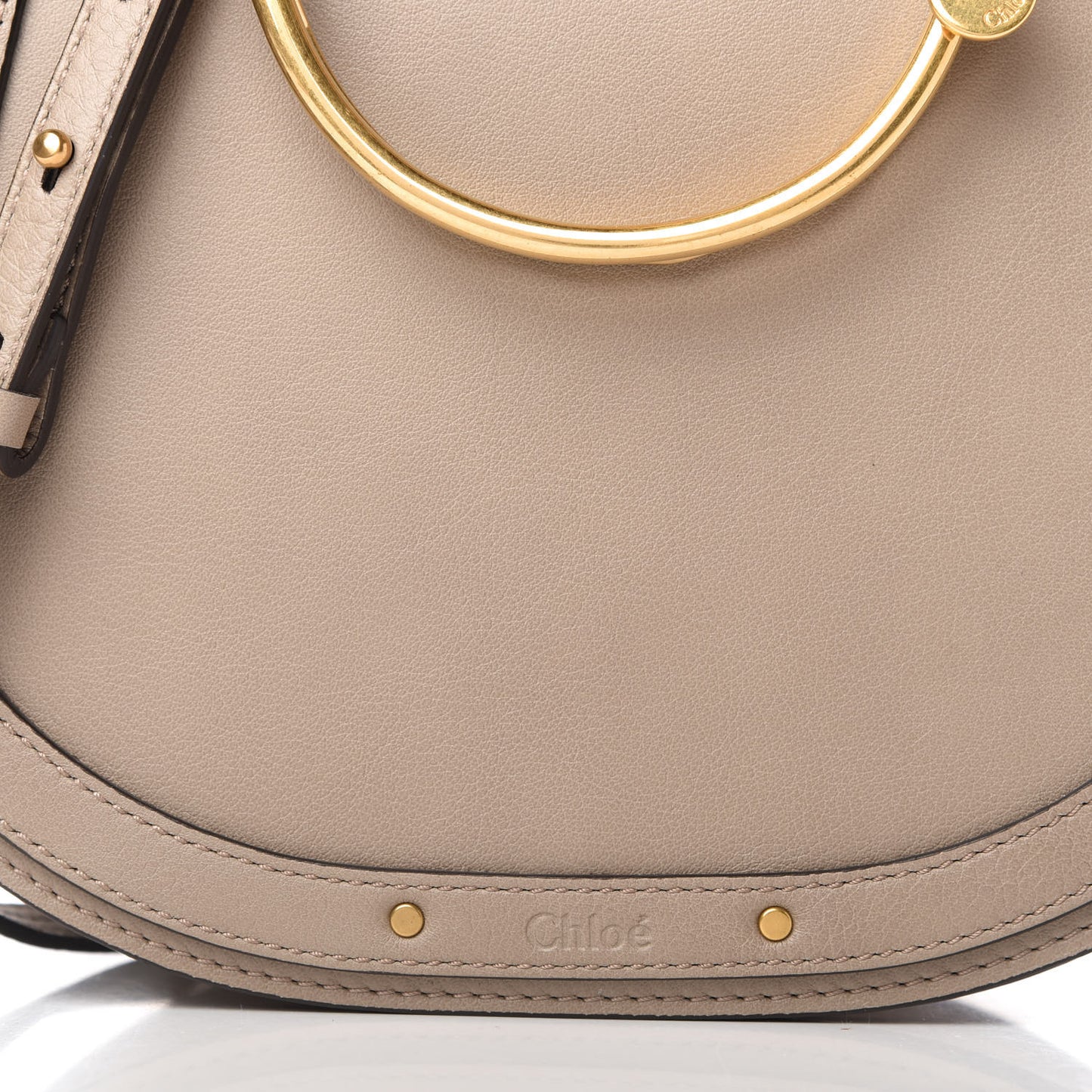 Calfskin Suede Medium Nile Bracelet Bag Motty Grey