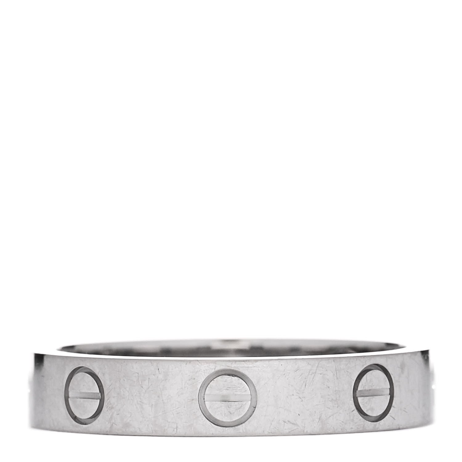 Cartier 18K White Gold Diamond 4mm LOVE Wedding Band Ring 55 7.25 3 of 5