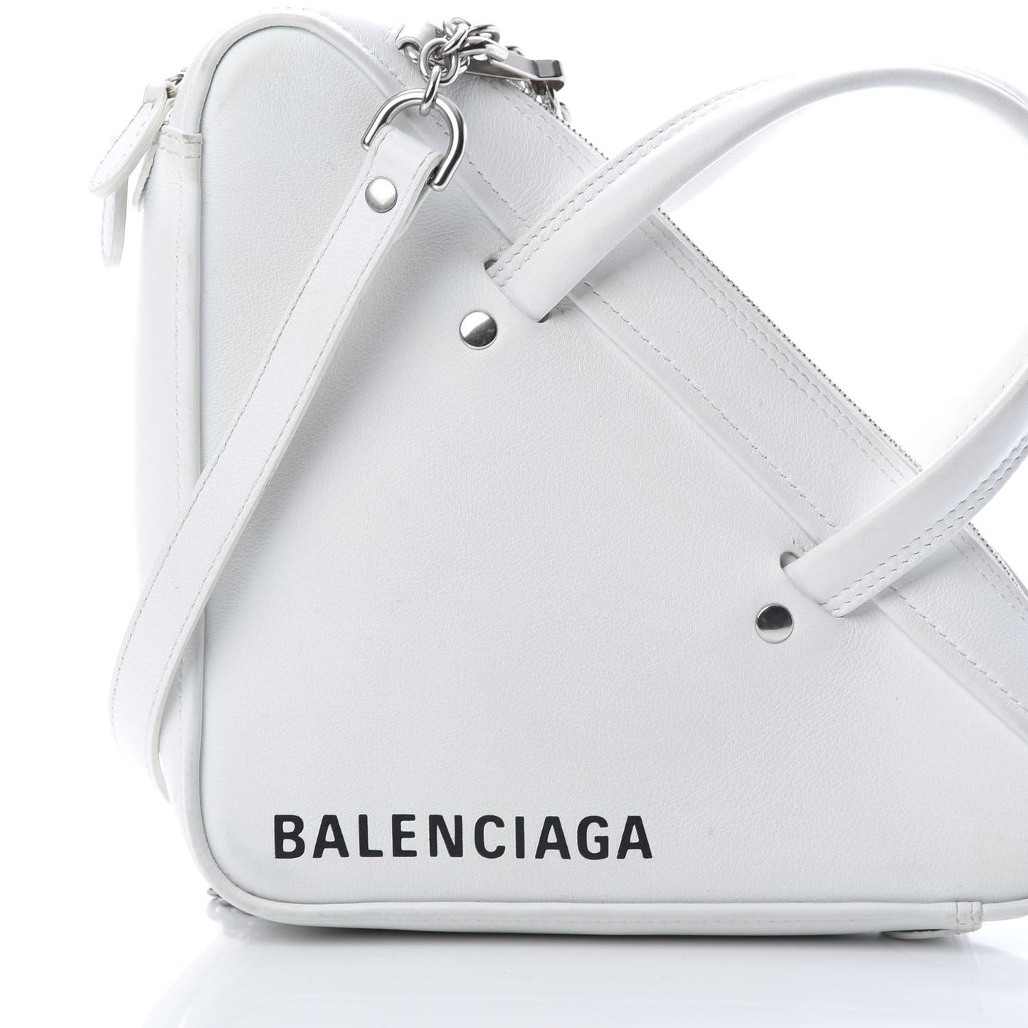 Calfskin XS Triangle Chain Duffle White