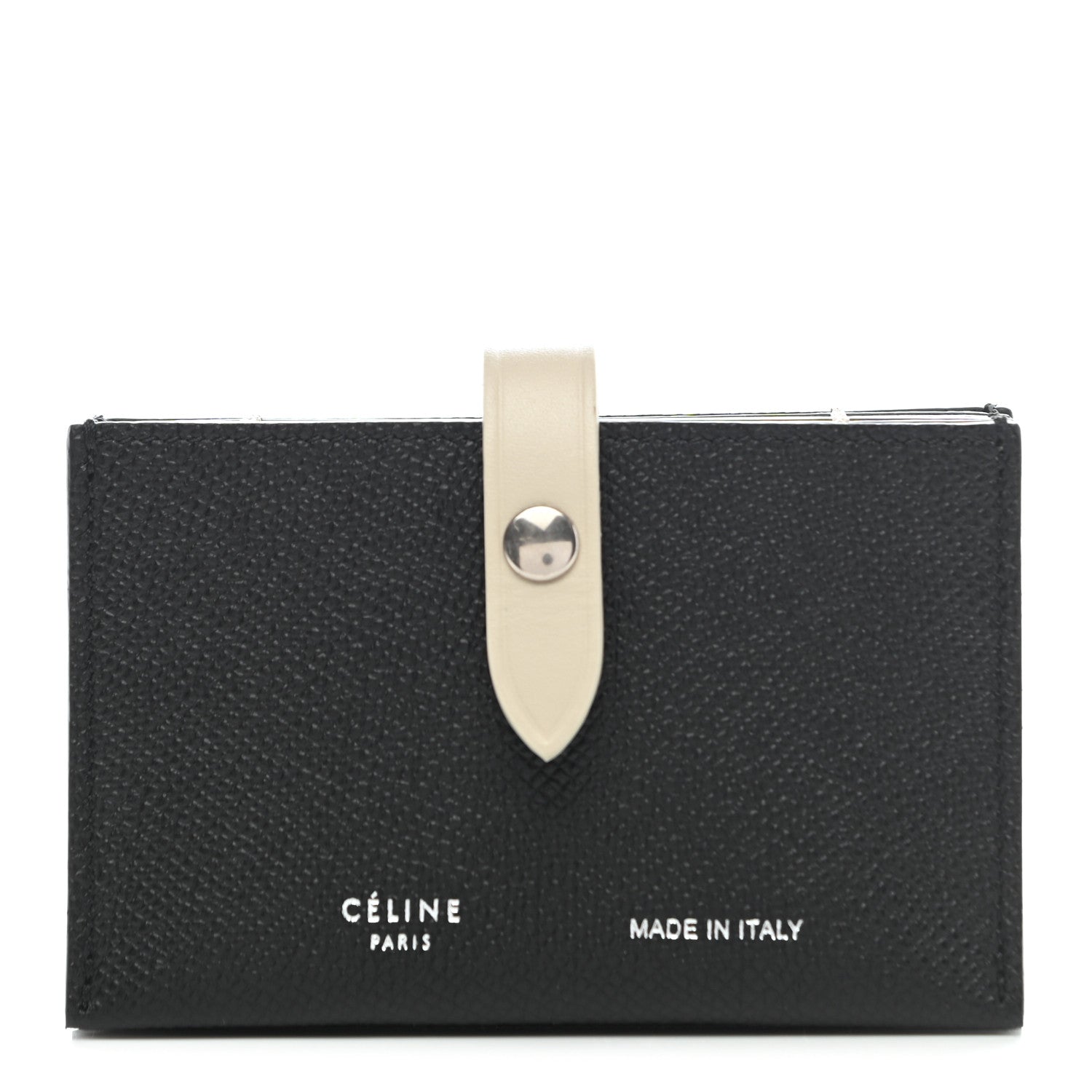 Celine Grained Shiny Calfskin Accordion Card Holder Black Chalk 1 of 7