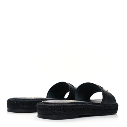 Chanel Lambskin Espadrille Mule Sandals 36 Black 4 of 7