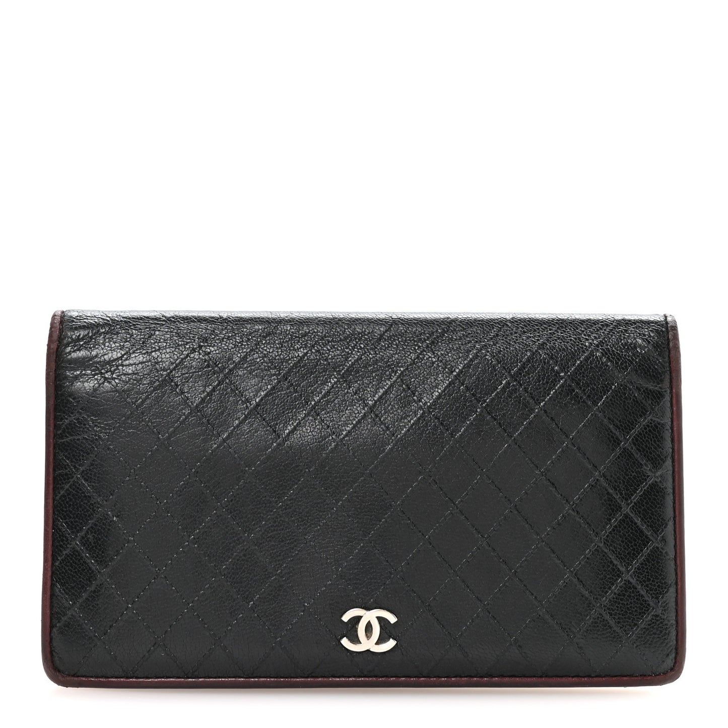 Goatskin Diamond Embossed Yen Wallet Dark Navy Blue