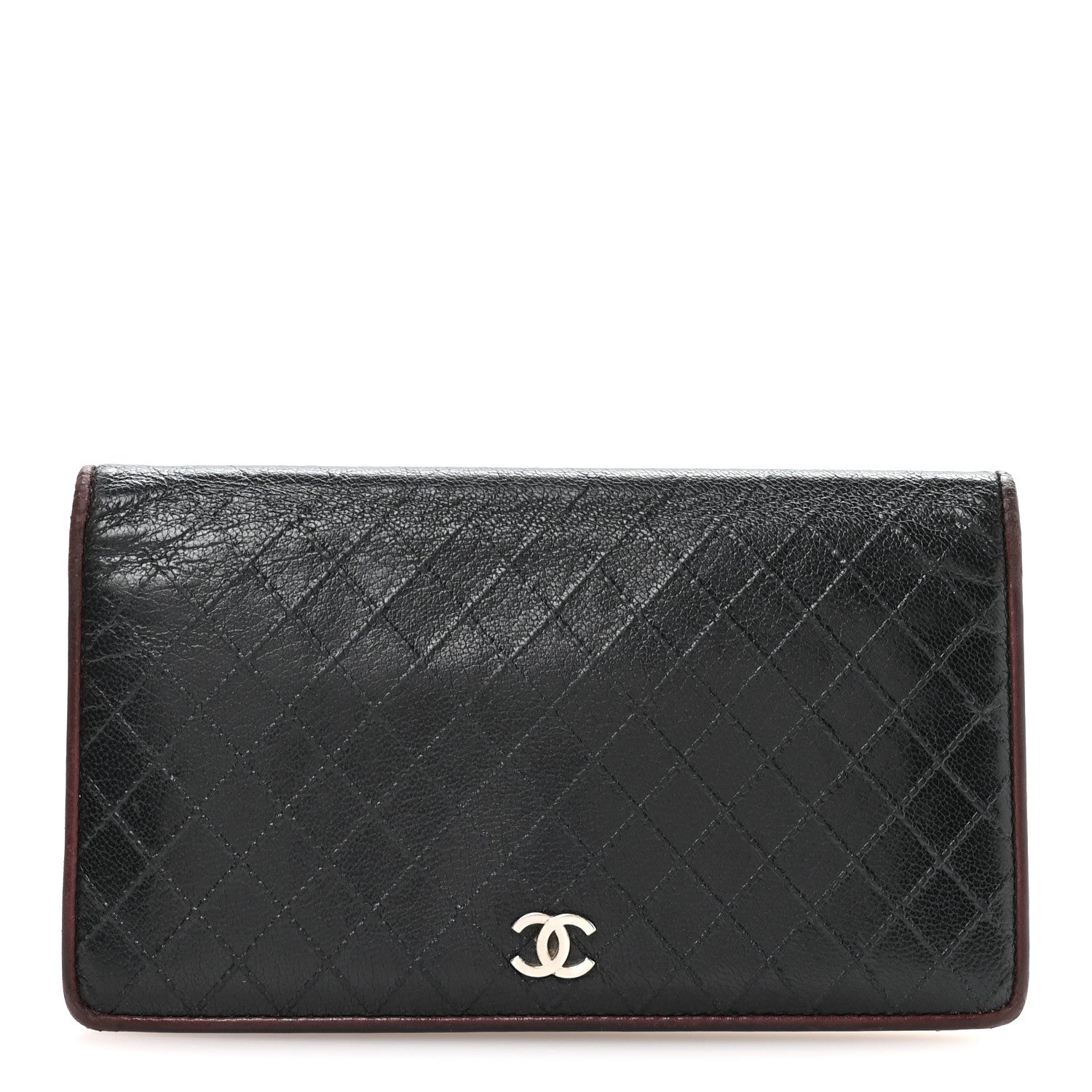 Chanel Goatskin Diamond Embossed Yen Wallet Dark Navy Blue 1 of 10