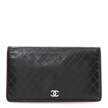 Chanel Goatskin Diamond Embossed Yen Wallet Dark Navy Blue 1 of 10