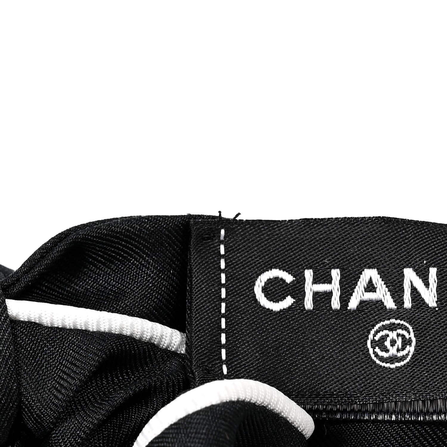 Chanel Silk CC Hair Tie Black Ecru 4 of 4
