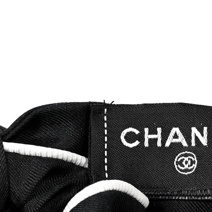 Chanel Silk CC Hair Tie Black Ecru 4 of 4