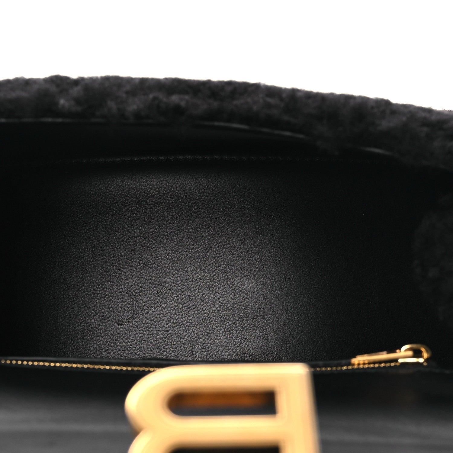 Balenciaga Curly Faux Shearling Small Hourglass Top Handle Bag  Black 5 of 12