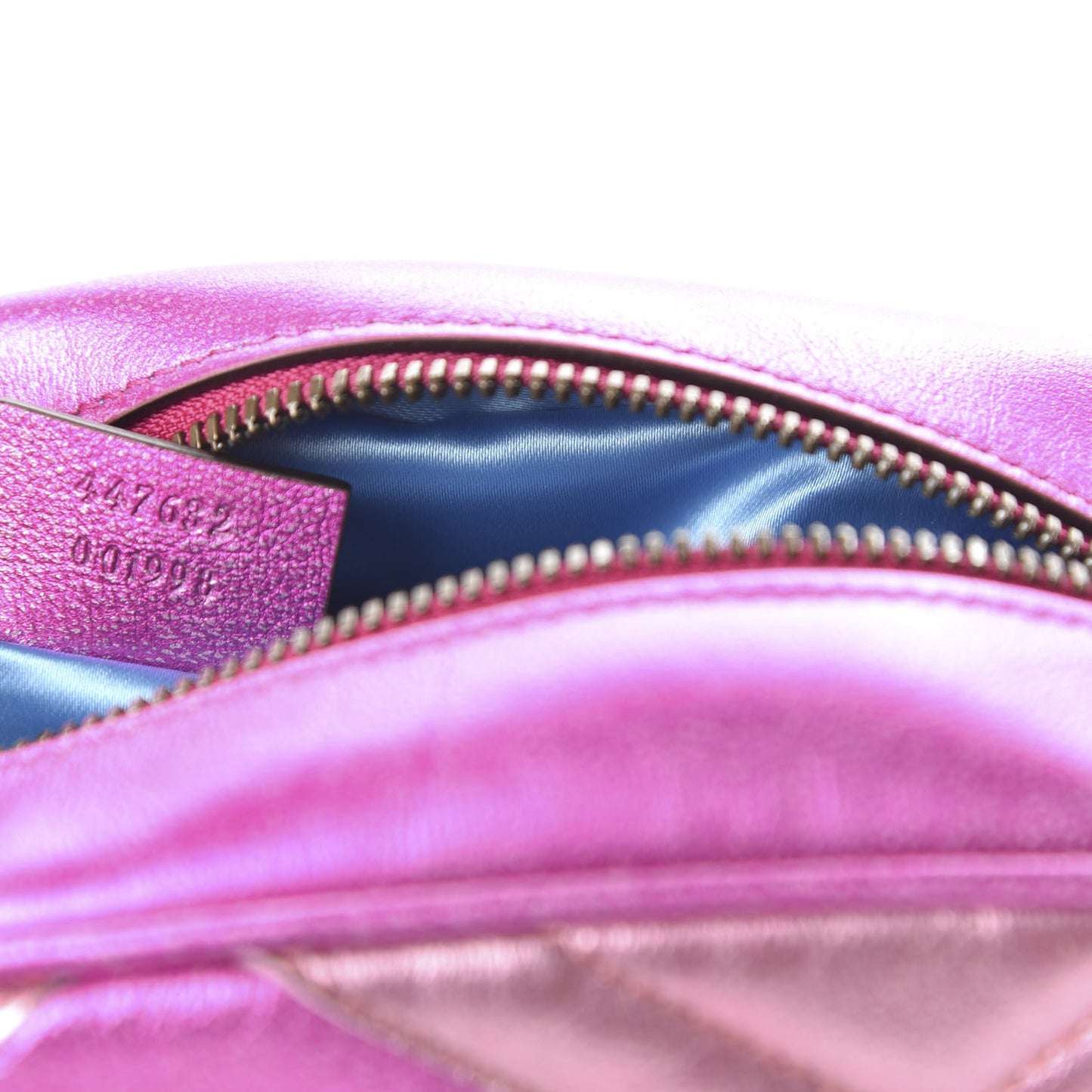 Laminated Nappa Matelasse Small GG Marmont Chain Shoulder Bag Fuxia Rosso Rosa