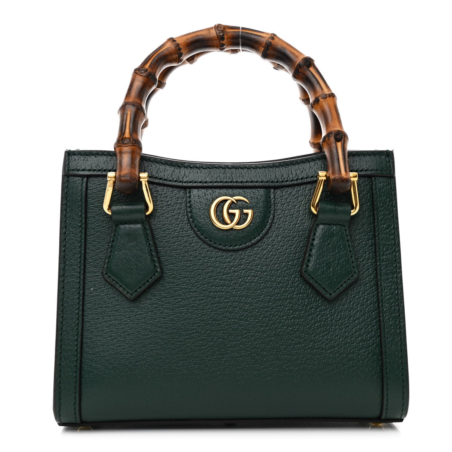 Gucci Textured Dollar Calfskin Web Mini Diana Tote Bag Green 1 of 10