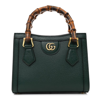 Gucci Textured Dollar Calfskin Web Mini Diana Tote Bag Green 1 of 10