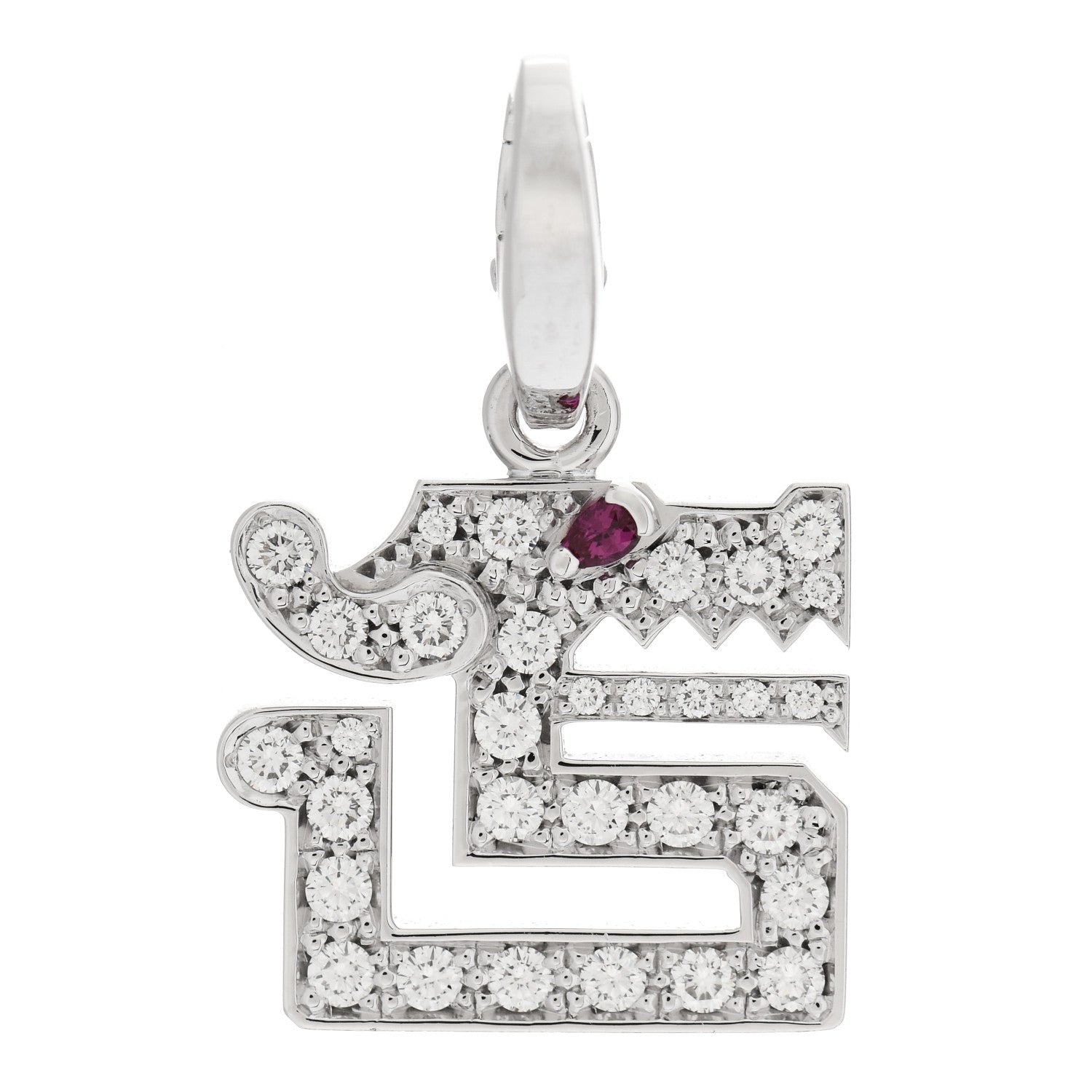 Cartier 18K White Gold Diamond Ruby Dragon Charm 1014774
