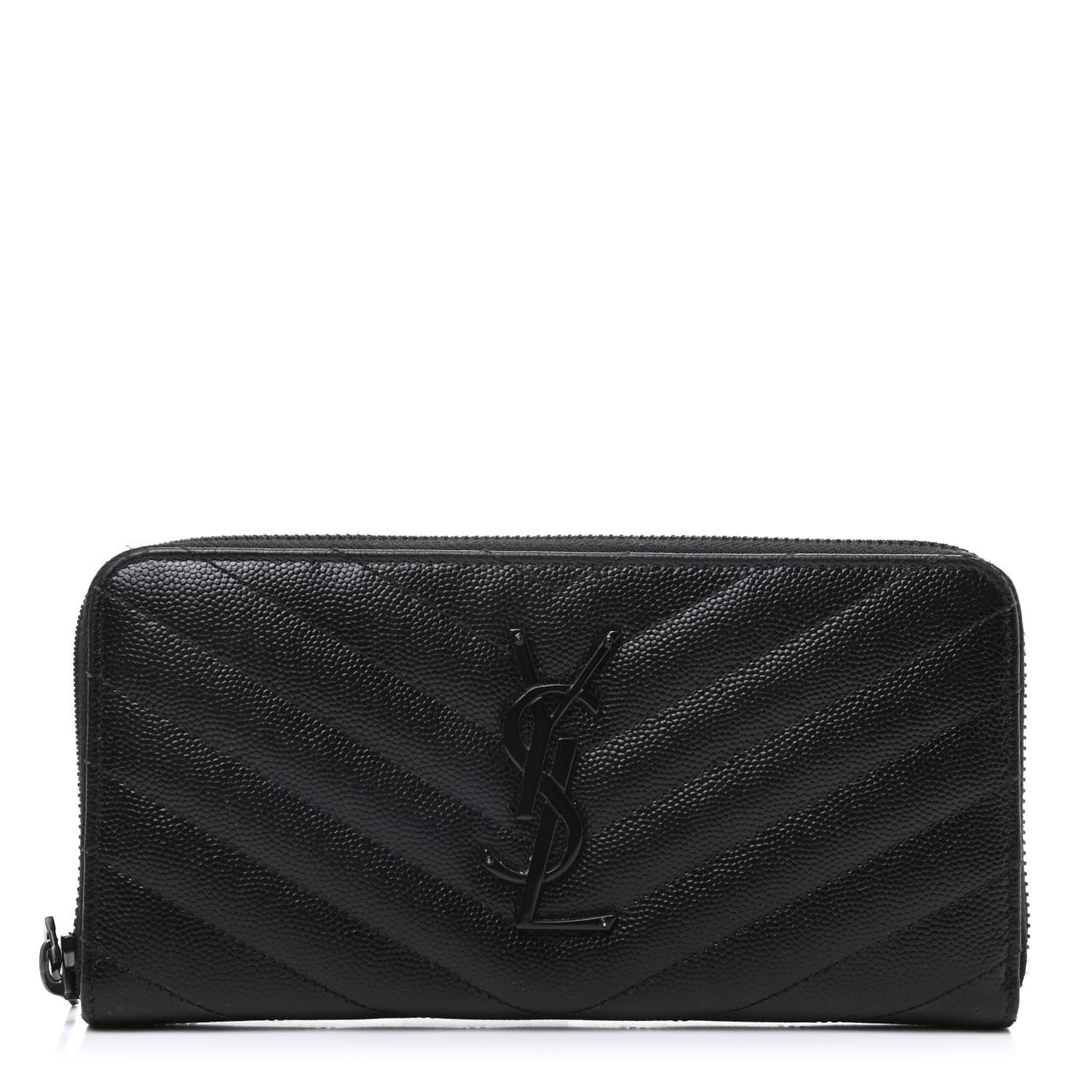 Grain De Poudre Matelasse Chevron Monogram Zip Around Wallet Black
