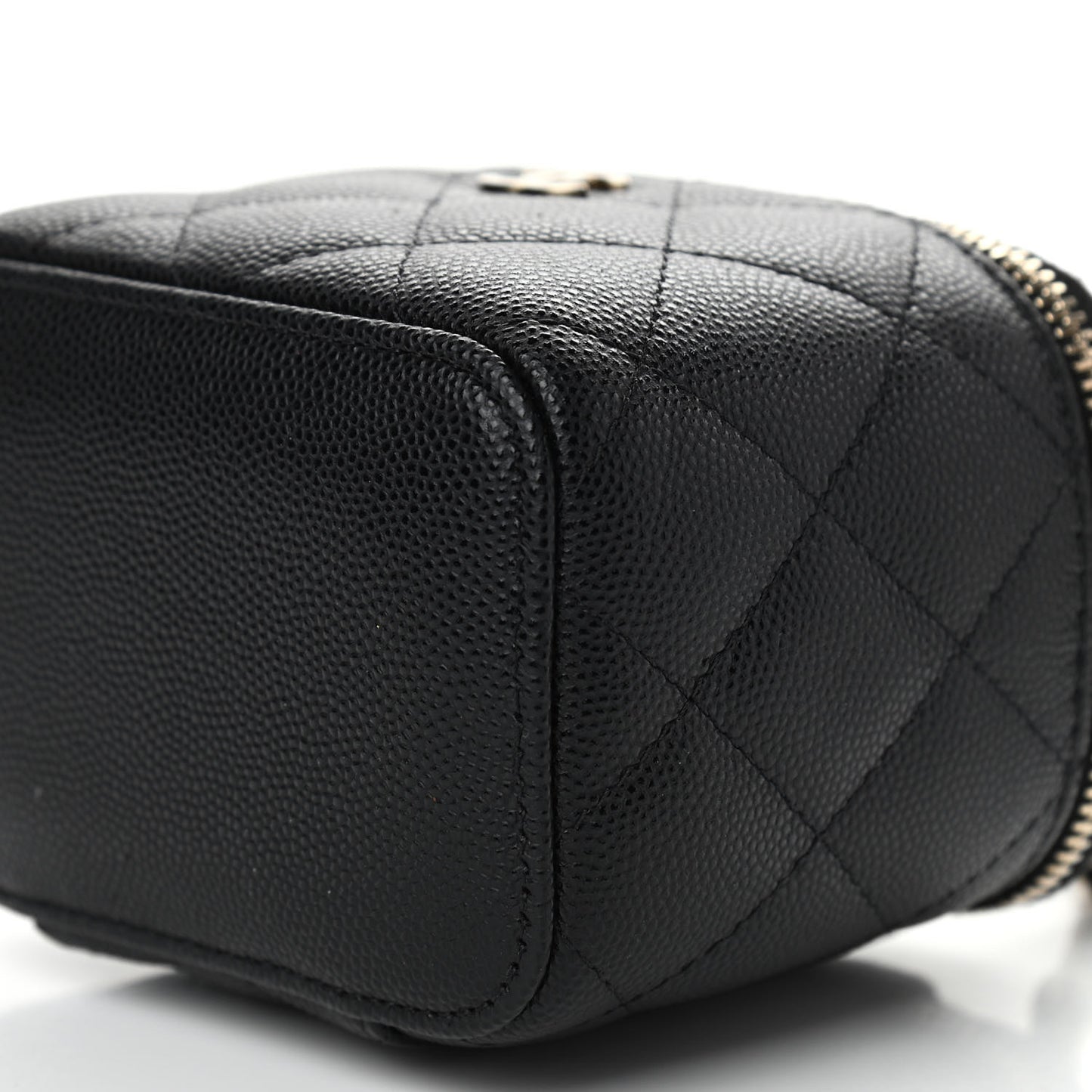 Caviar Quilted Mini Vanity Case With Chain Black