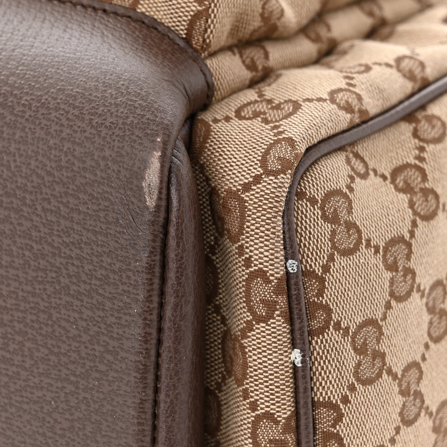 Monogram Web Medium Diaper Bag Beige Ebony