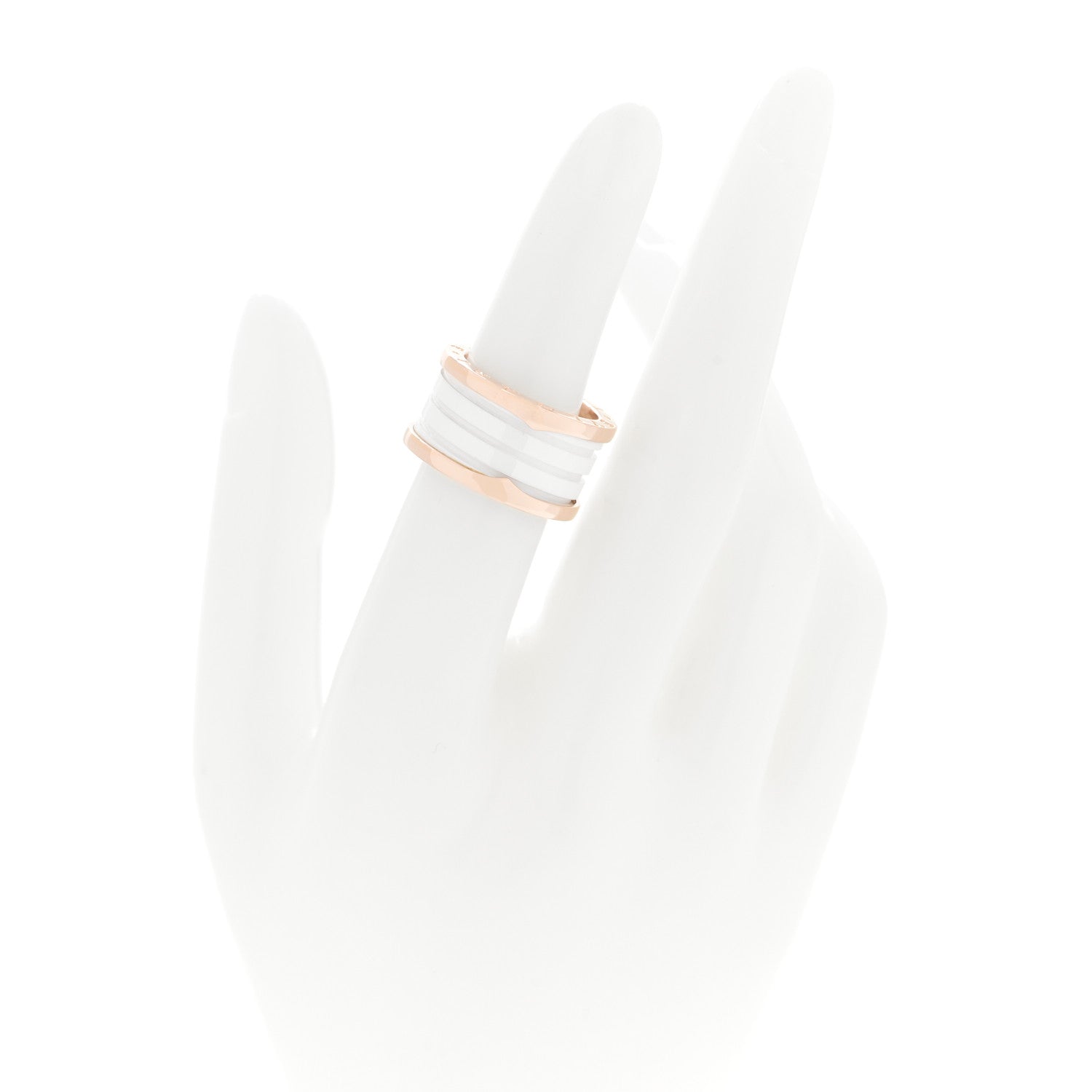 Bulgari 18K Rose Gold White Ceramic B.Zero1 Four-Band Ring 52 6 2 of 5