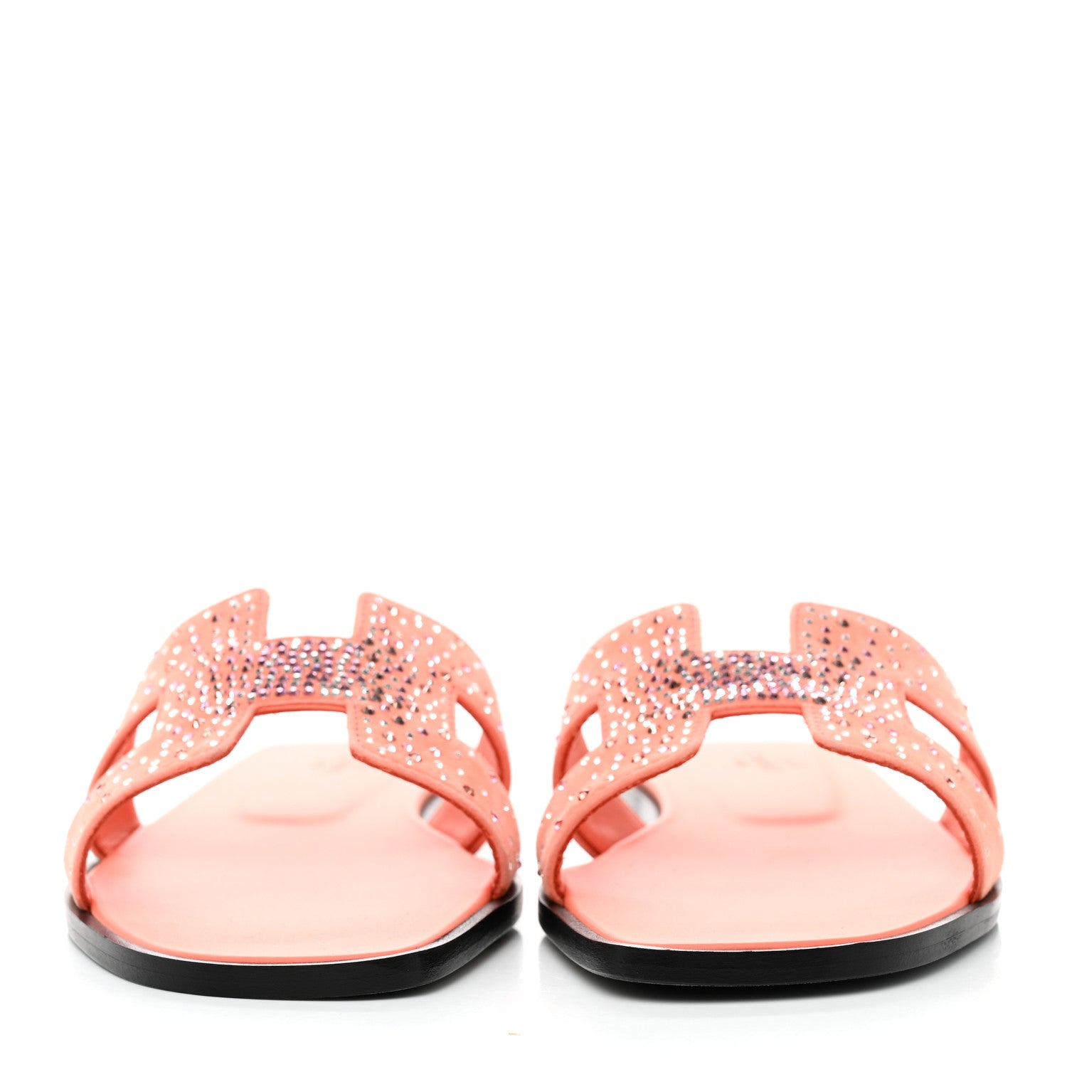 Hermes Suede Goatskin Rhinestone Oran Sandals 40 40 Orange Joey 2 of 9