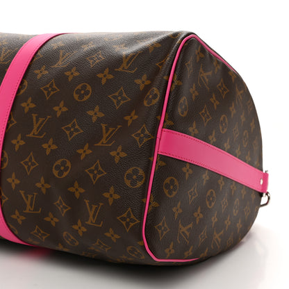 Louis Vuitton Monogram Macassar Keepall Bandouliere 50 Fuchsia 9 of 10