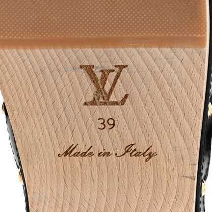 Louis Vuitton Calfskin Patent Monogram Cottage Clog Mules 40 Black 6 of 10