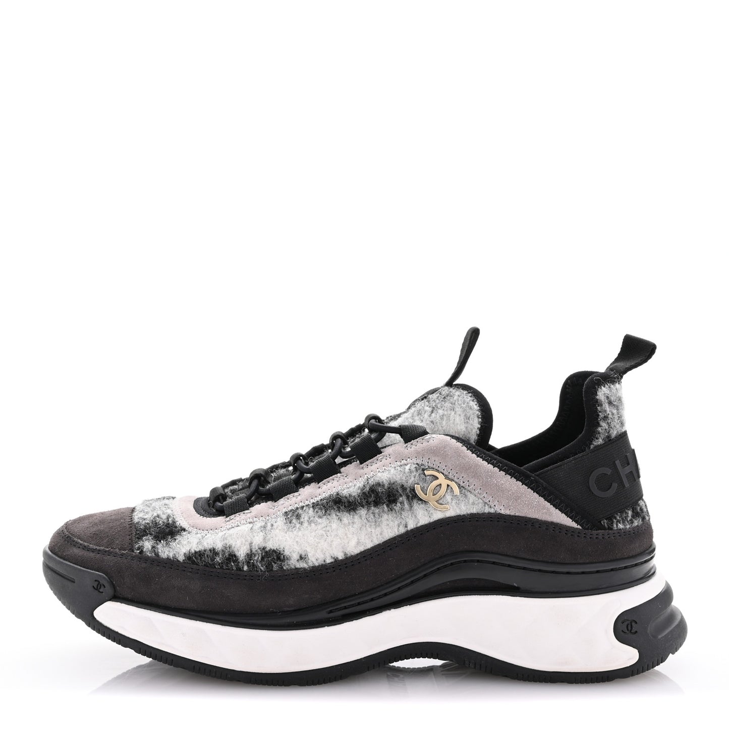 Fabric Suede Calfskin CC Sneakers 39 Gray