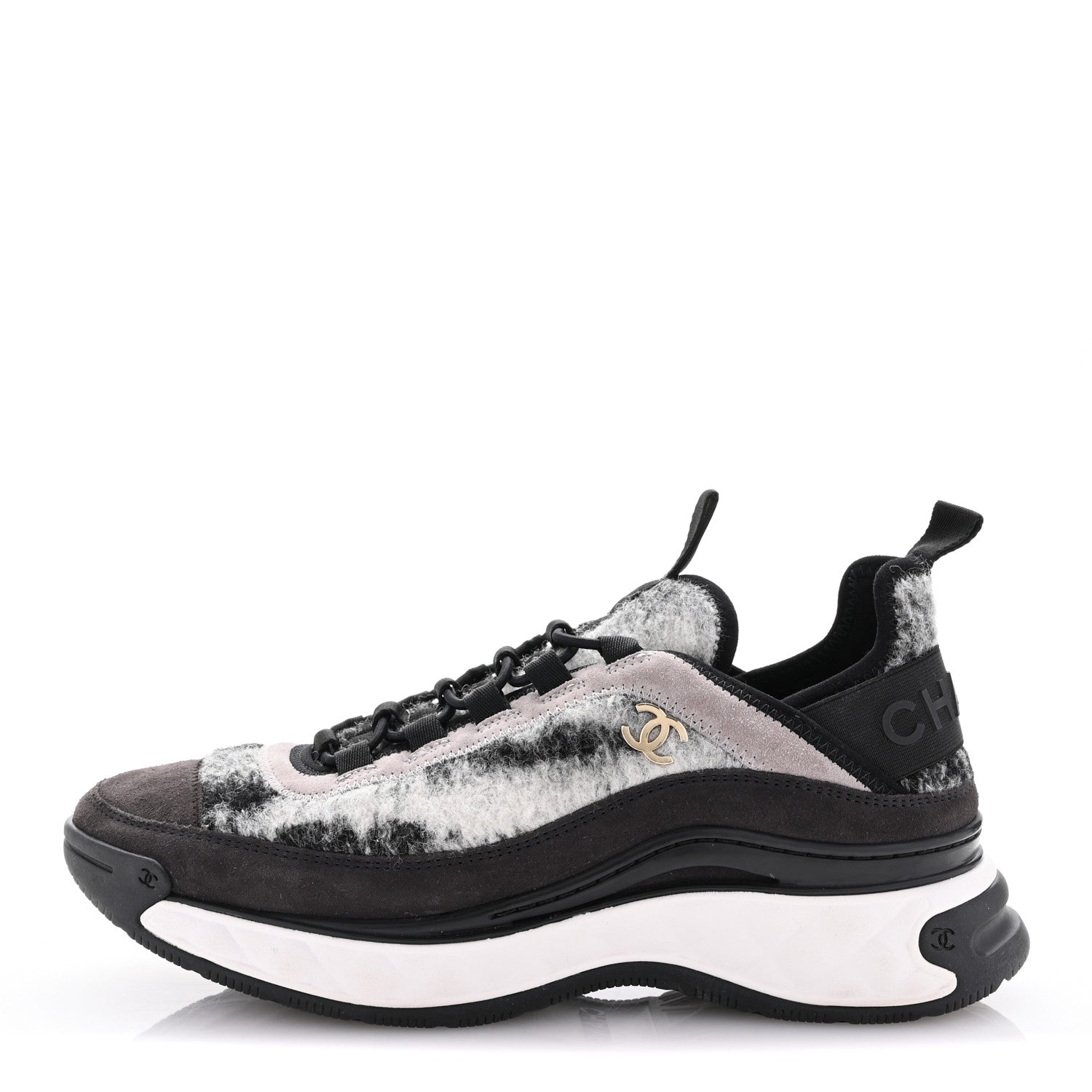 Chanel Fabric Suede Calfskin CC Sneakers 39 Gray 1 of 9