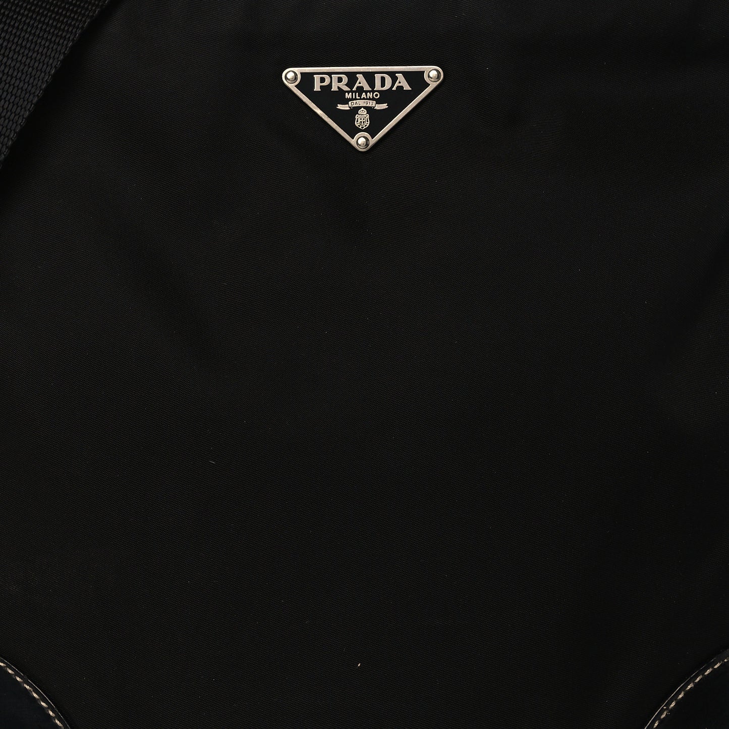 Tessuto Nylon Calfskin Flat Messenger Bag Black
