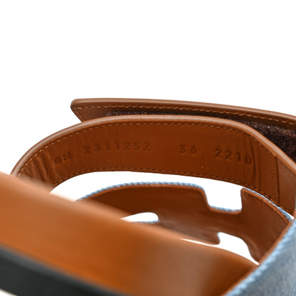 Hermes Denim Calfskin Womens Chypre Sandals 36 Bleu Clair Naturel 7 of 9