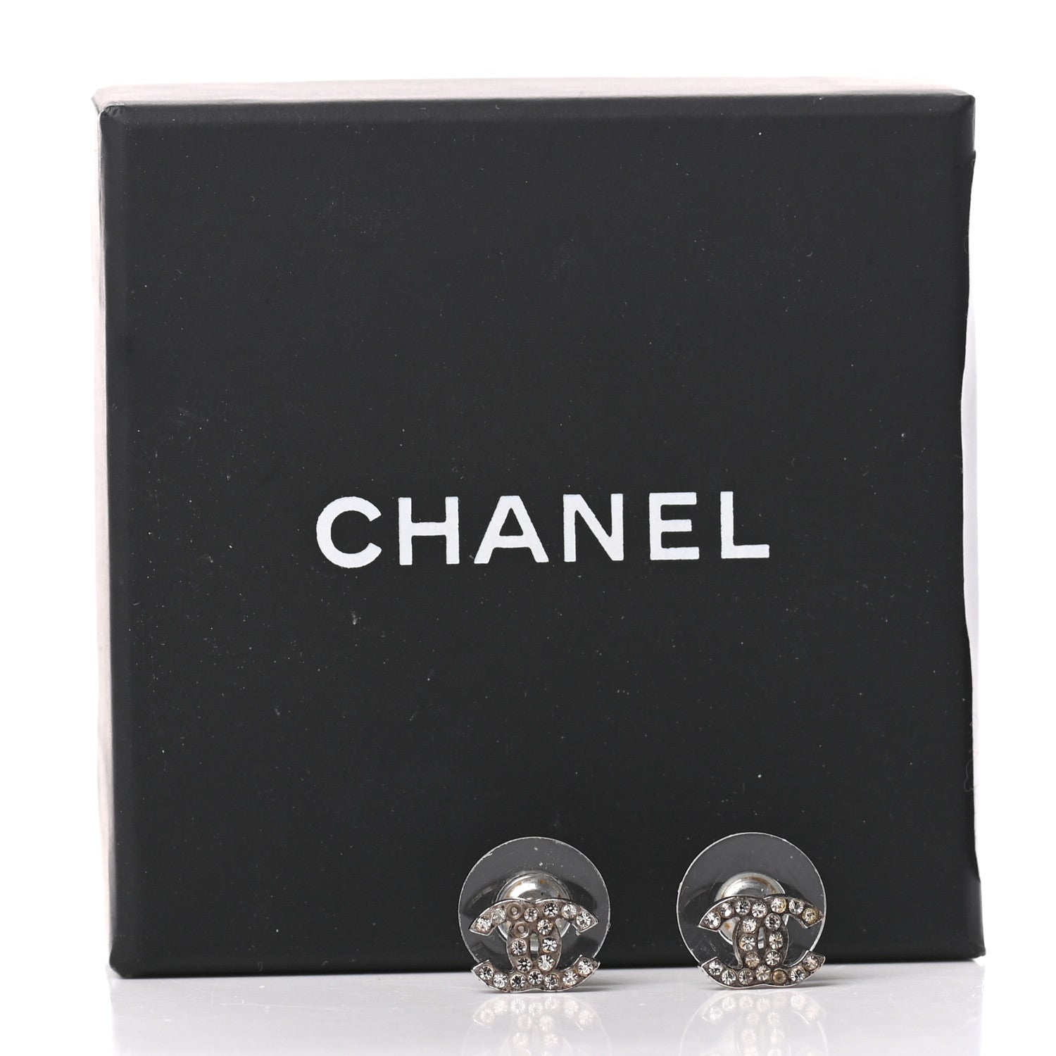 Chanel Crystal CC Earrings Silver 5 of 5