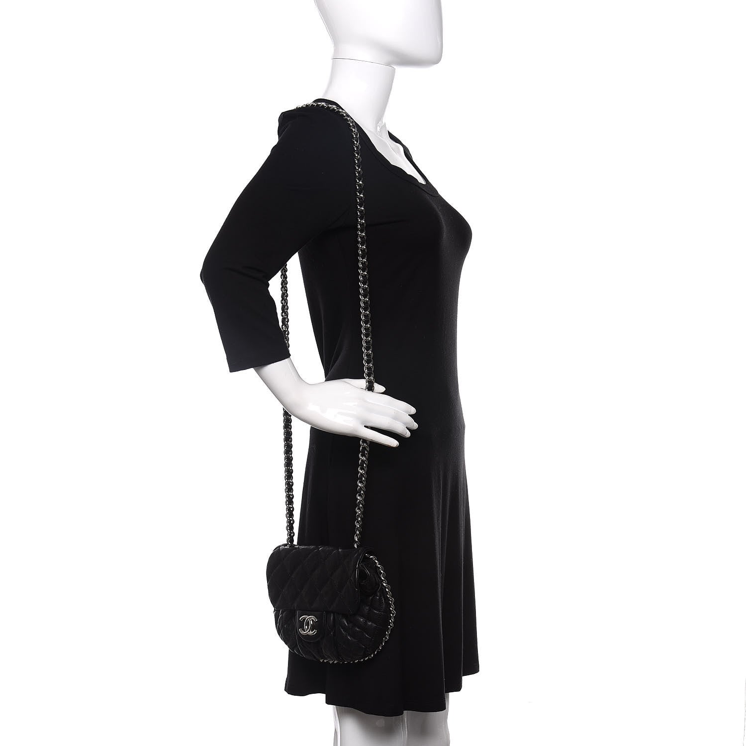 Chanel Washed Lambskin Quilted Mini Chain Around Flap Black 2 of 10
