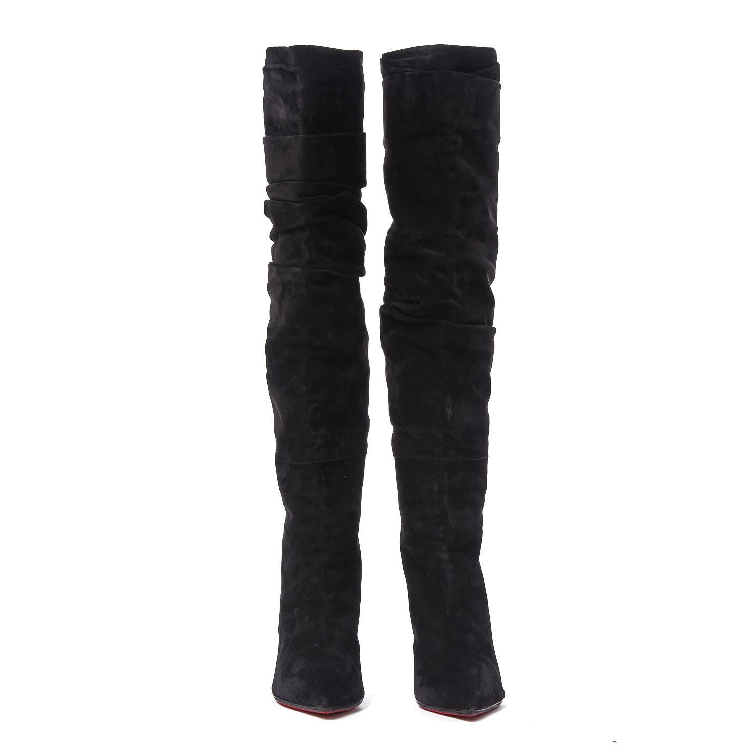 Christian Louboutin Veau Velours Ishtar Botta 100 Knee Boots 40.5 Black 2 of 9