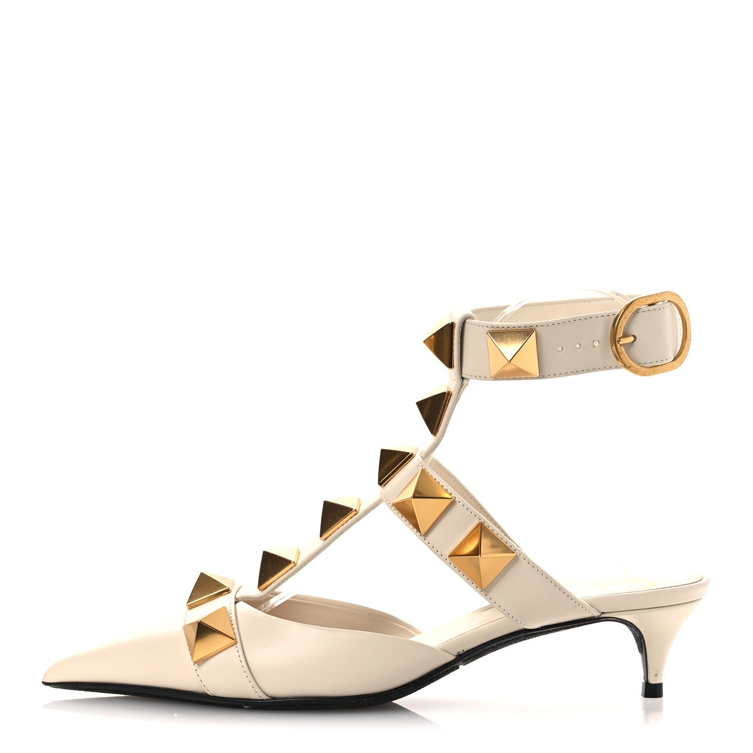 Valentino Garavani Calfskin Roman Stud Ankle Strap 40mm Pumps 35 White 1 of 12