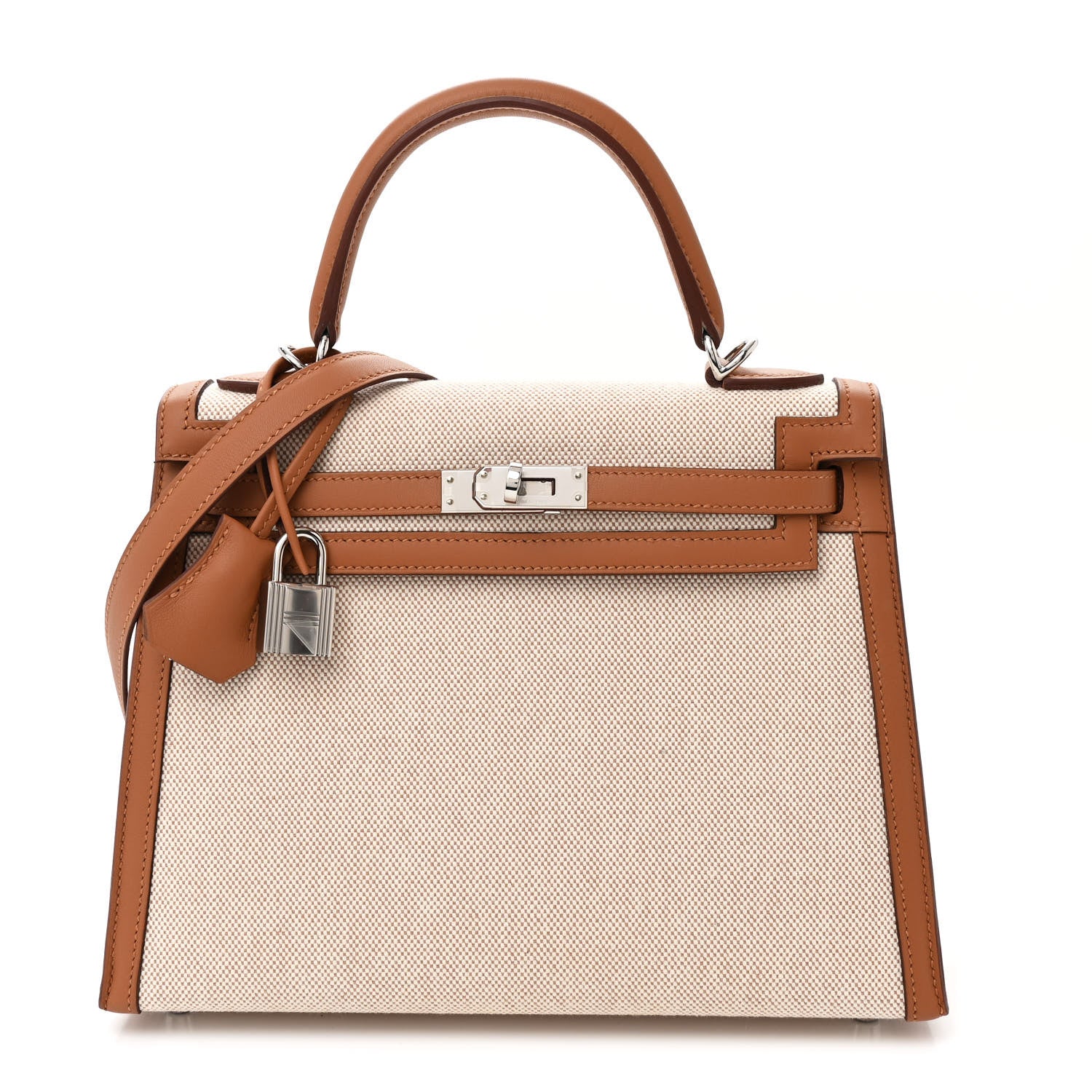 Hermes Toile H Swift Kelly Sellier 25 Ecru Gold 1 of 12