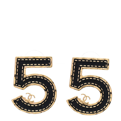 Chanel Metal CC No 5 Earrings Gold Black 1 of 5
