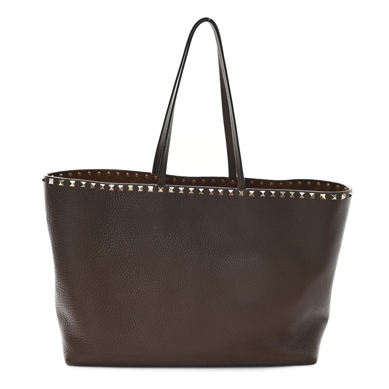 Valentino Garavani Grained Calfskin Rockstud Shoulder Tote Bright Cognac 1 of 11
