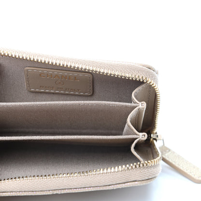 Chanel Iridescent Caviar Quilted Zip Around Coin Purse Beige 5 of 10