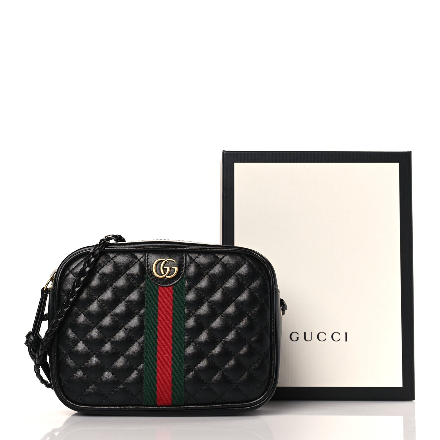 Calfskin Trapuntata Web Mini GG Shoulder Bag Black