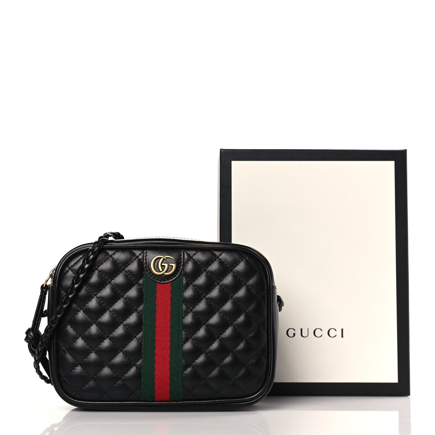 Gucci Calfskin Trapuntata Web Mini GG Shoulder Bag Black 9 of 9