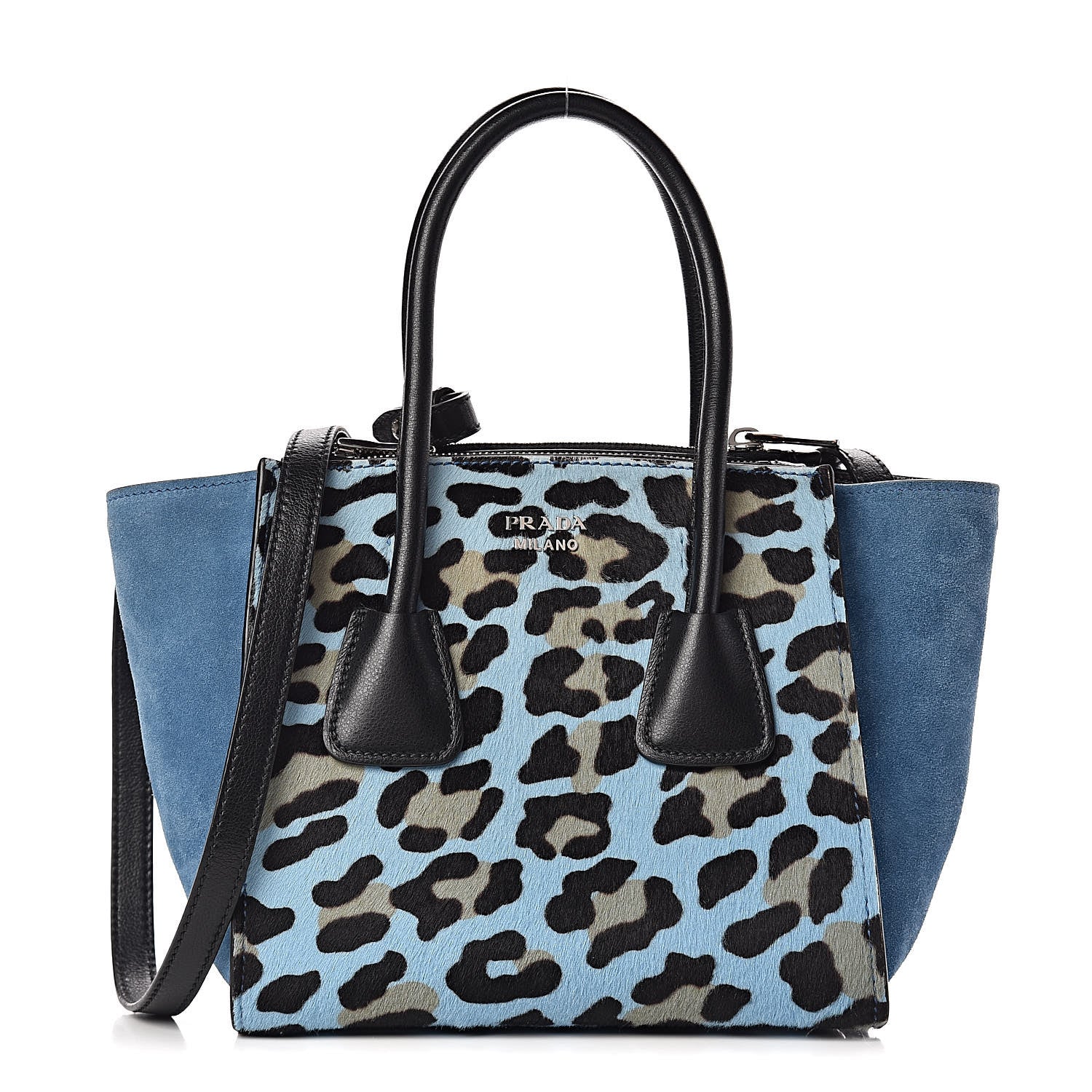 Prada Calf Hair Suede Leopard Print Mini Twin Pocket Tote Mare