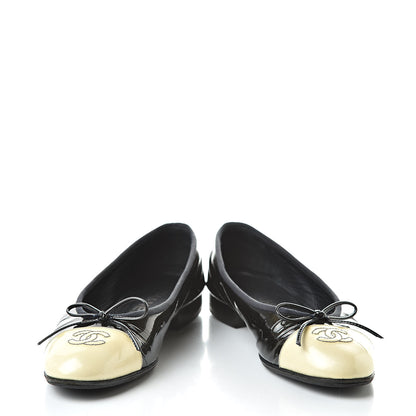 Chanel Patent Cap Toe Ballerina Flats 36.5 Black 5 of 13