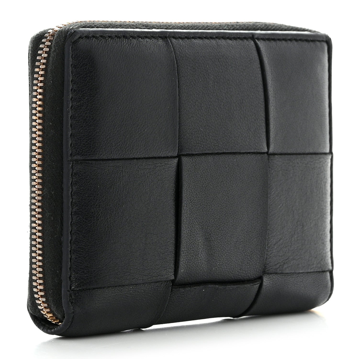 Bottega Veneta Calfskin Maxi Intreccio Zip Around Wallet Black 3 of 9