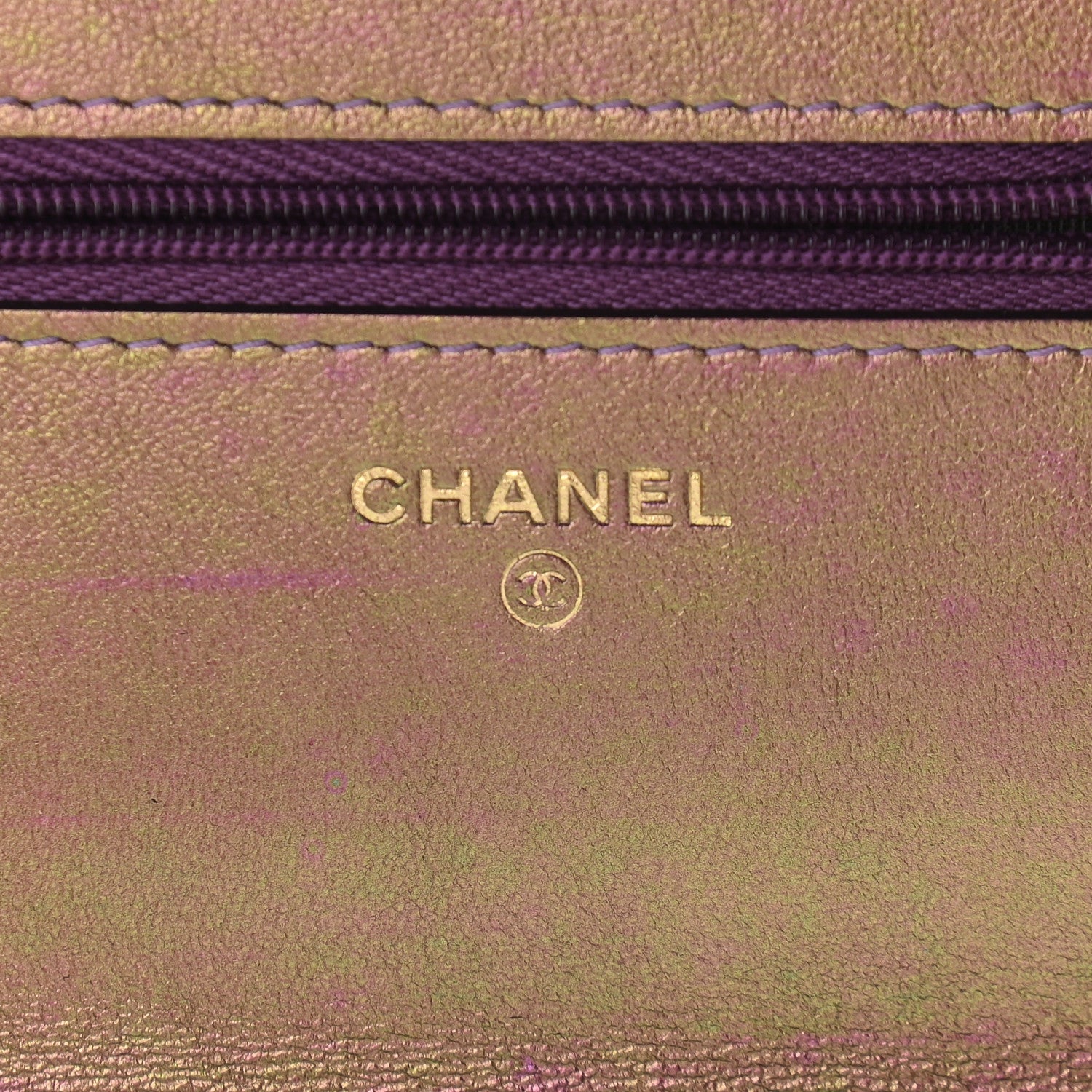 Chanel Iridescent Lambskin Quilted Wallet On Chain WOC Dark Purple 5 of 9