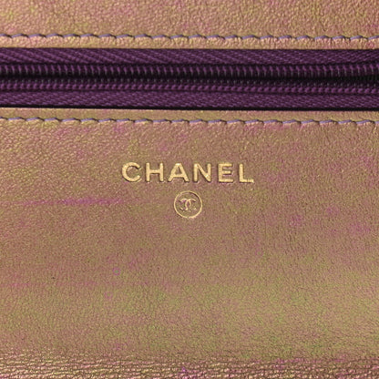 Chanel Iridescent Lambskin Quilted Wallet On Chain WOC Dark Purple 5 of 9