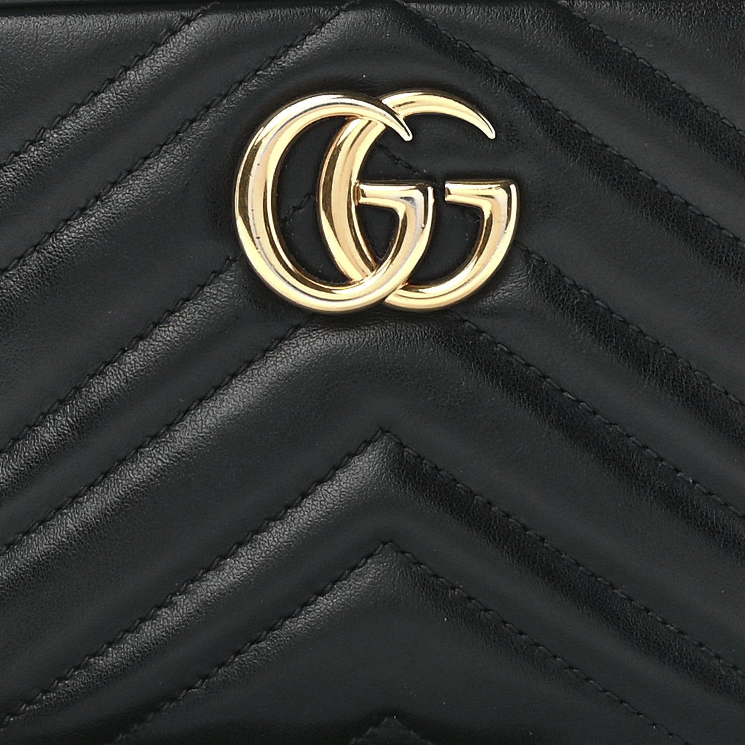 Gucci Calfskin Matelasse Mini GG Marmont Chain Shoulder Bag Black 9 of 15