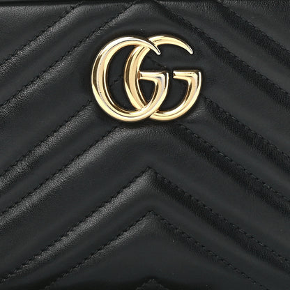Gucci Calfskin Matelasse Mini GG Marmont Chain Shoulder Bag Black 9 of 15