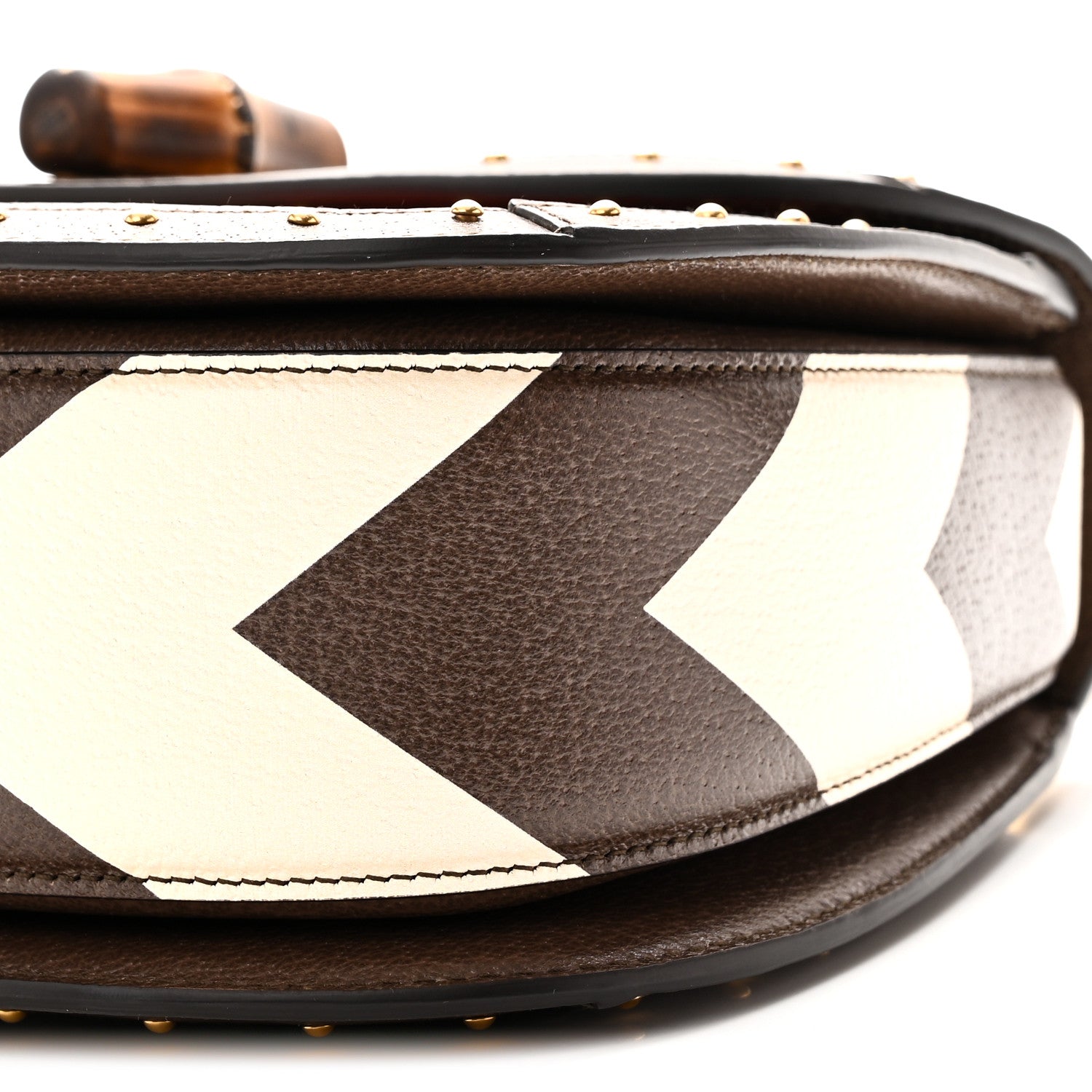 Gucci GG Supreme Monogram Studded Calfskin 100 Centennial Geometric Medium Bamboo 1947 Top Handle Bag Beige Ebony Multicolor 9 of 9