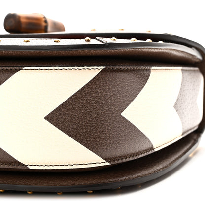 Gucci GG Supreme Monogram Studded Calfskin 100 Centennial Geometric Medium Bamboo 1947 Top Handle Bag Beige Ebony Multicolor 9 of 9