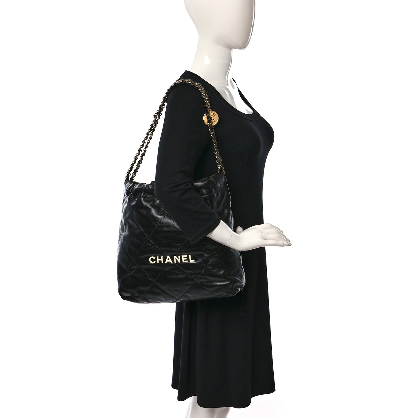 Calfskin Quilted Small Chanel 22 Black