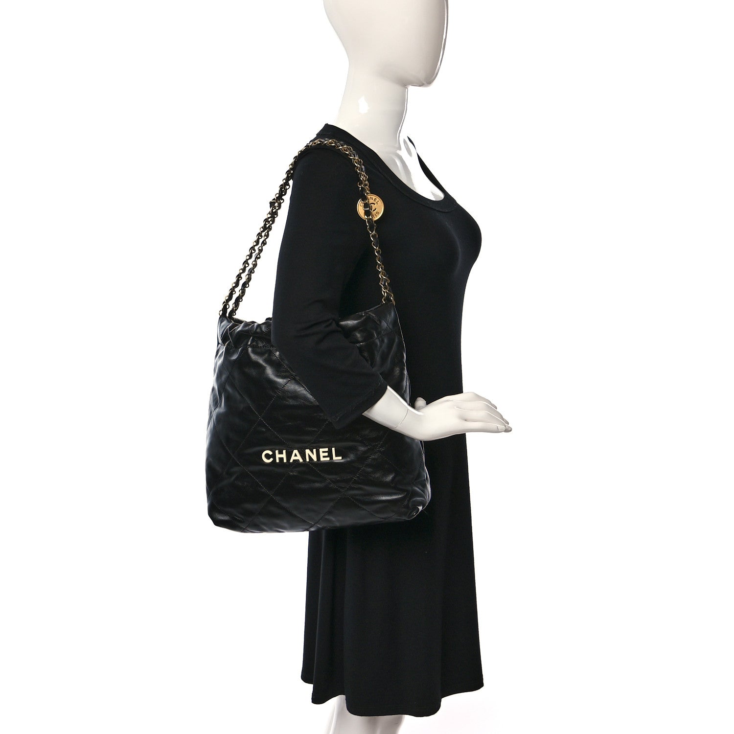 Chanel Calfskin Quilted Small Chanel 22 Black 2 of 9