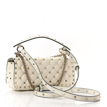 Valentino Garavani Calfskin Rockstud Spike Convertible Shoulder Bag Ivory 3 of 11