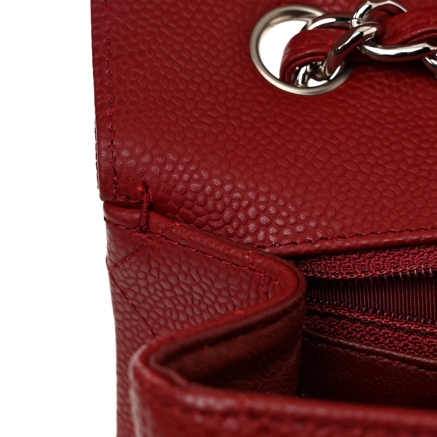 Caviar Quilted Jumbo Single Flap Dark Red