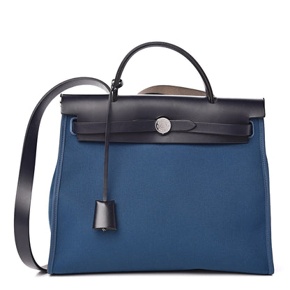 Hermes Military Toile Vache Hunter Zip 31 PM Deep Bleu 3 of 11